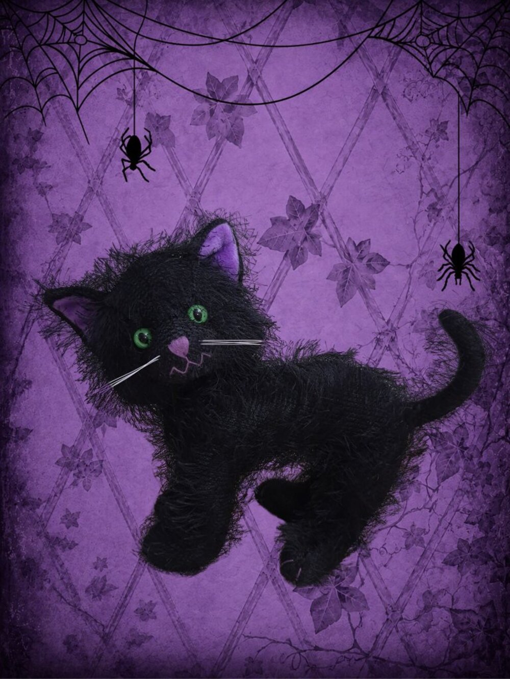 Beyond Midnight 🦉🧚♂️ Vintage RUSS "Scratches" Plush Black Scaredy Cat Decor
